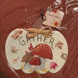 Autumn Mushroom Decor Plaque NWT